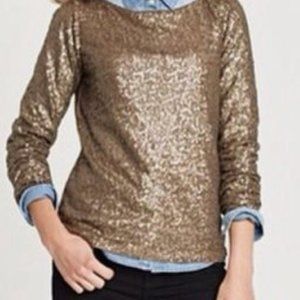 J Crew Gold Sequin Boatneck Top